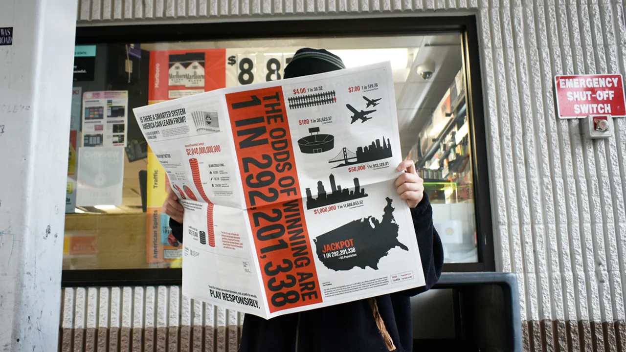 1 in 292 Million broadsheet held outside a convenience store